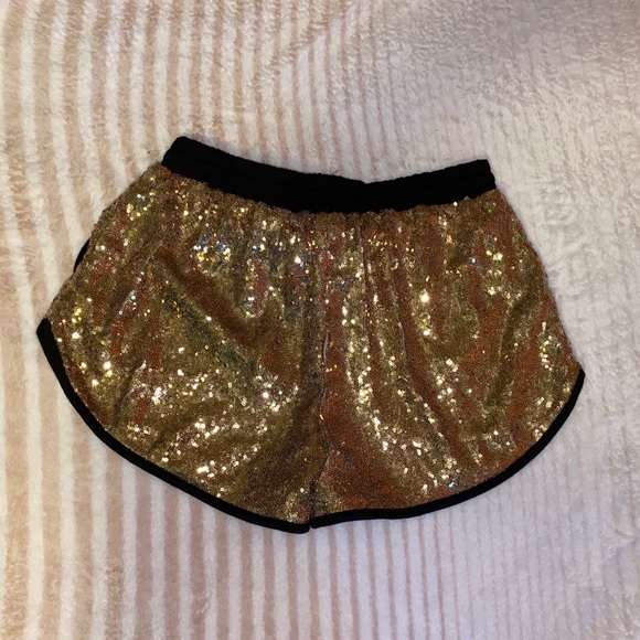 Dolphin Style Gold Sequin Shorts - Picture 2 of 3